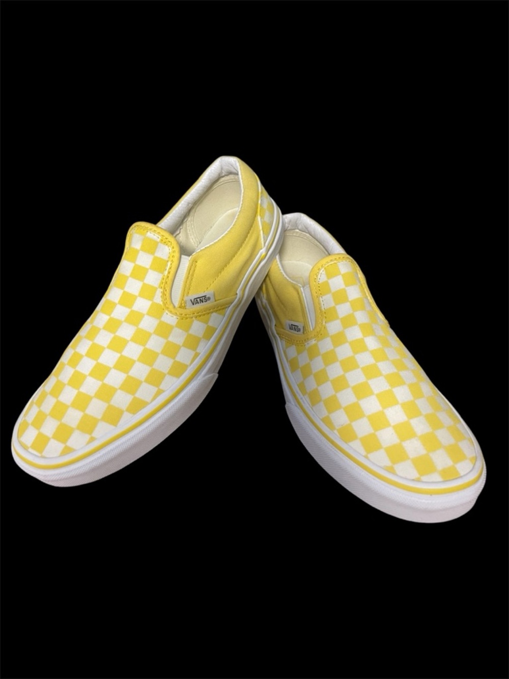 Vans Yellow and White Checkerboard Slip-On Sneakers